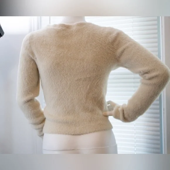 Abercrombie & Fitch Soft Eyelash Button-Down Cream Cardigan Women's Sweater Sz S - Picture 6 of 11